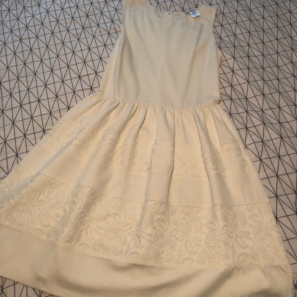 Bar III ivory fit and flare dress.